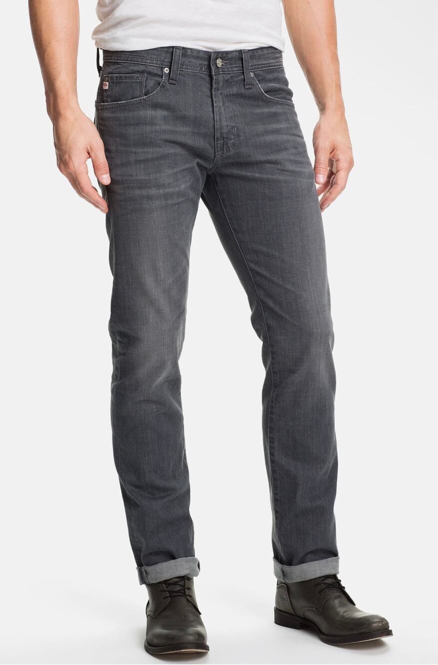 AG Adriano Goldschmied The Matchbox Slim Straight Faded Charcoal Black Jeans